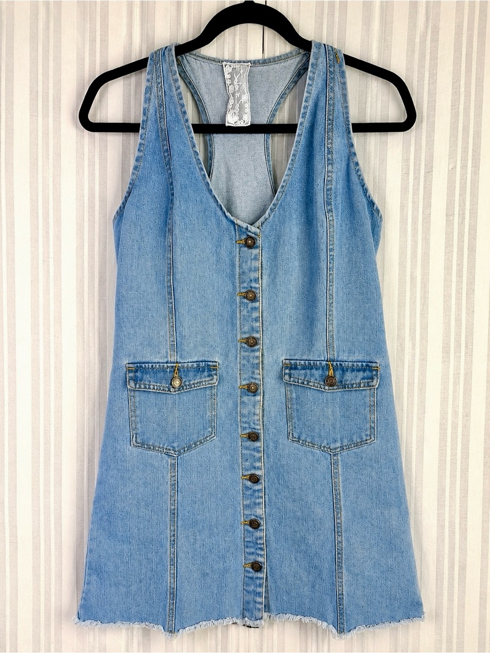 Sadie & Sage Denim Racerback Button-Front Mini Dress